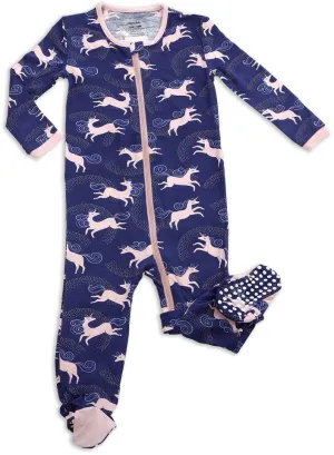 Silkberry Baby Bamboo Stardust Unicorn Printed Footie w/Zipper