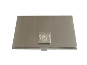 Silver Toned Etched African Buffalo Head Business Card Holder