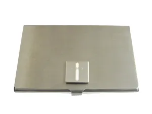 Silver Toned Etched Lined Religious Cross Business Card Holder