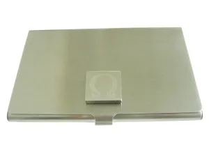 Silver Toned Etched Mathematical Greek Omega Symbol Business Card Holder