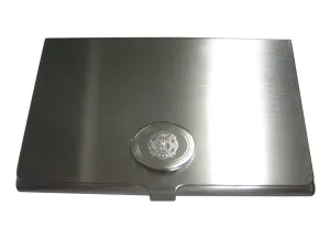 Silver Toned Etched Oval Fire Fighter Emblem Business Card Holder