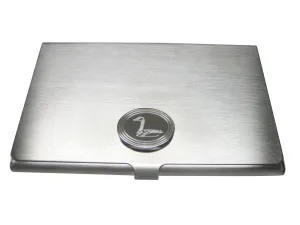 Silver Toned Etched Oval Sitting Goose Bird Business Card Holder