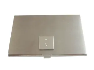 Silver Toned Etched Semicolon Sign Business Card Holder