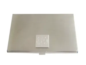 Silver Toned Etched Soccer Ball Business Card Holder
