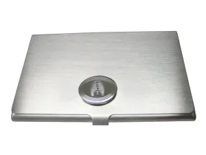 Silver Toned Oval Etched Anatomical Rib Cage Business Card Holder