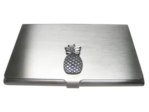 Silver Toned Solid Pineapple Fruit Business Card Holder