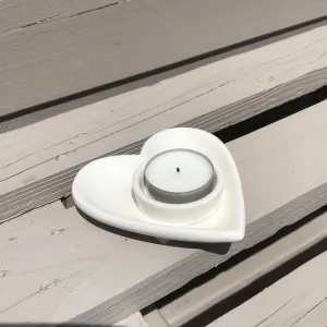 Small Ceramic Heart Tea Light Holder, Cream