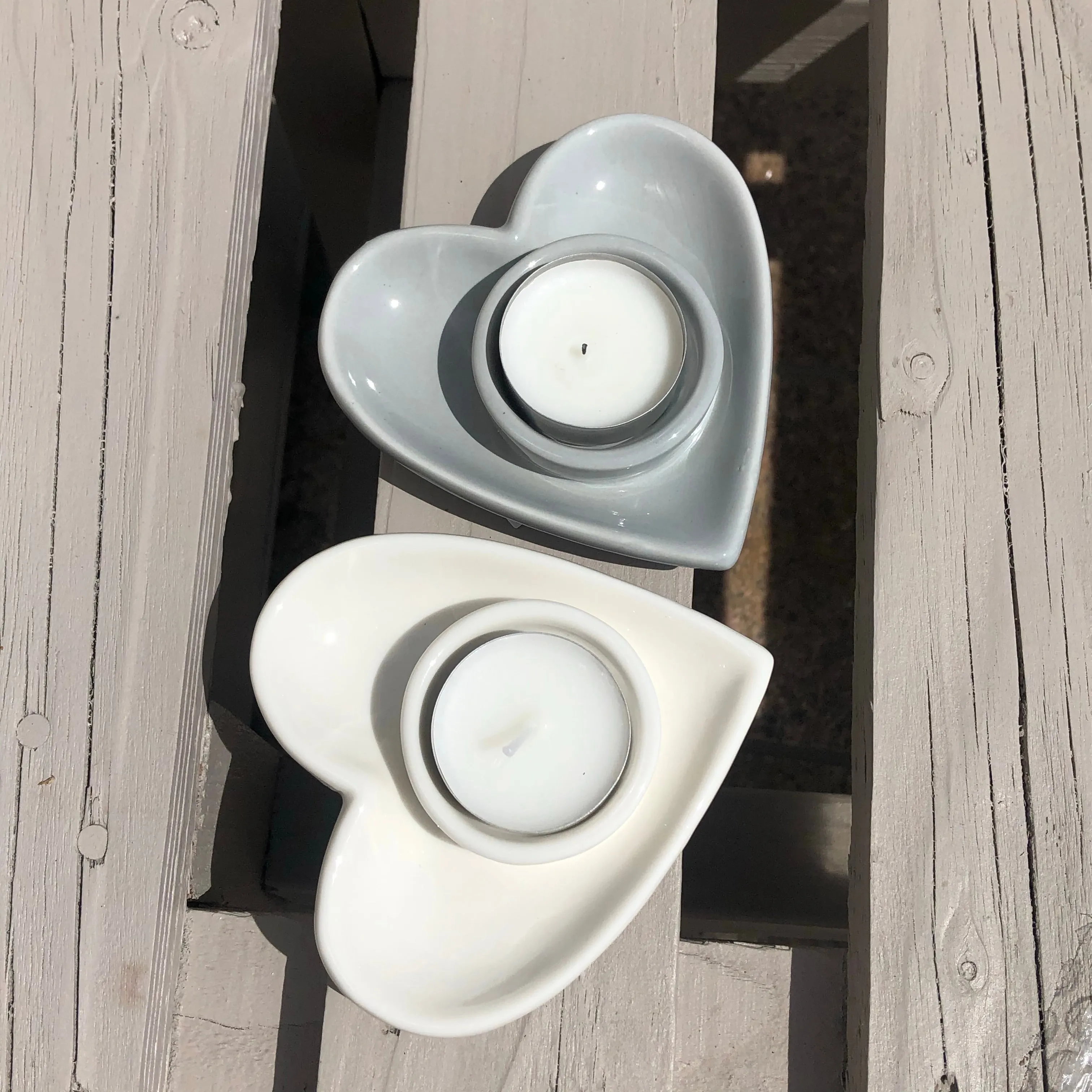 Small Ceramic Heart Tea Light Holder, Cream
