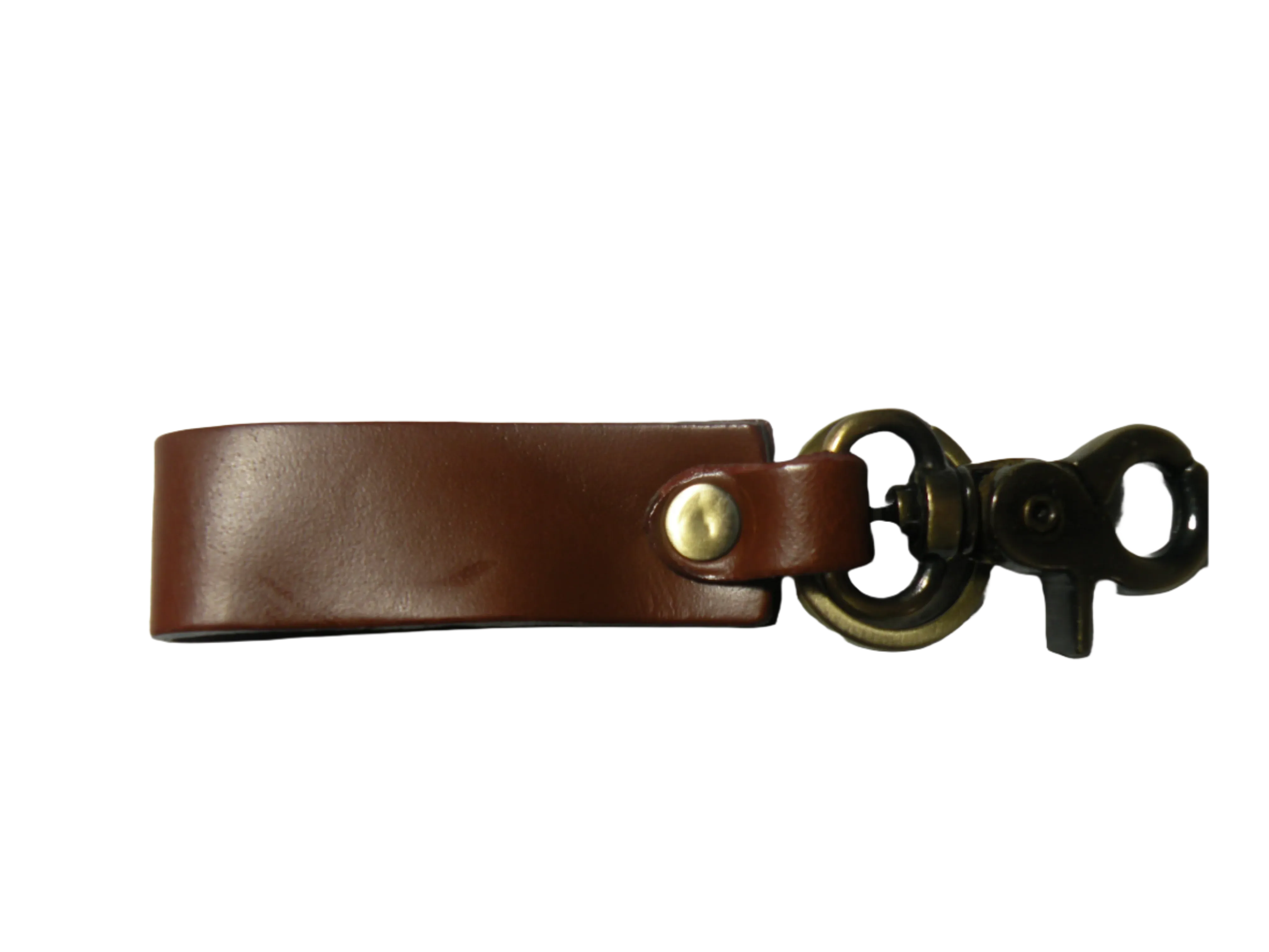 Smooth Leather Key Ring with Round Eye Bolt Clip