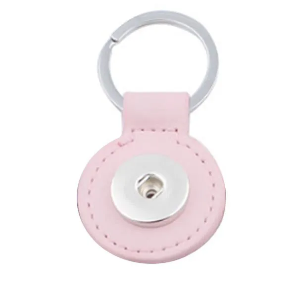 Snap button key ring base 18mm round silver metal leather finding U PICK color