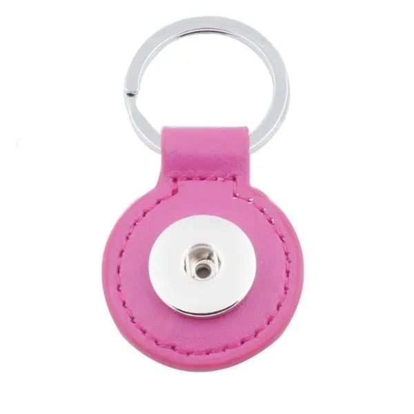 Snap button key ring base 18mm round silver metal leather finding U PICK color