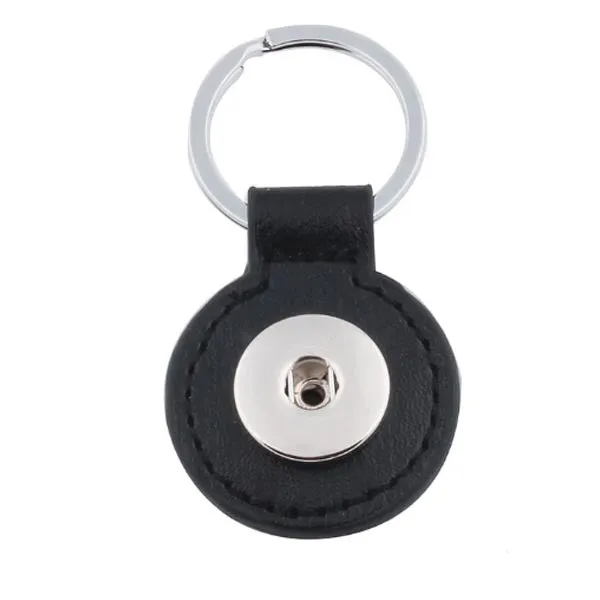 Snap button key ring base 18mm round silver metal leather finding U PICK color