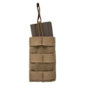 S.O. TECH SINGLE M4 MAGAZINE SHINGLE POUCH, BUNGEE TOP - COYOTE