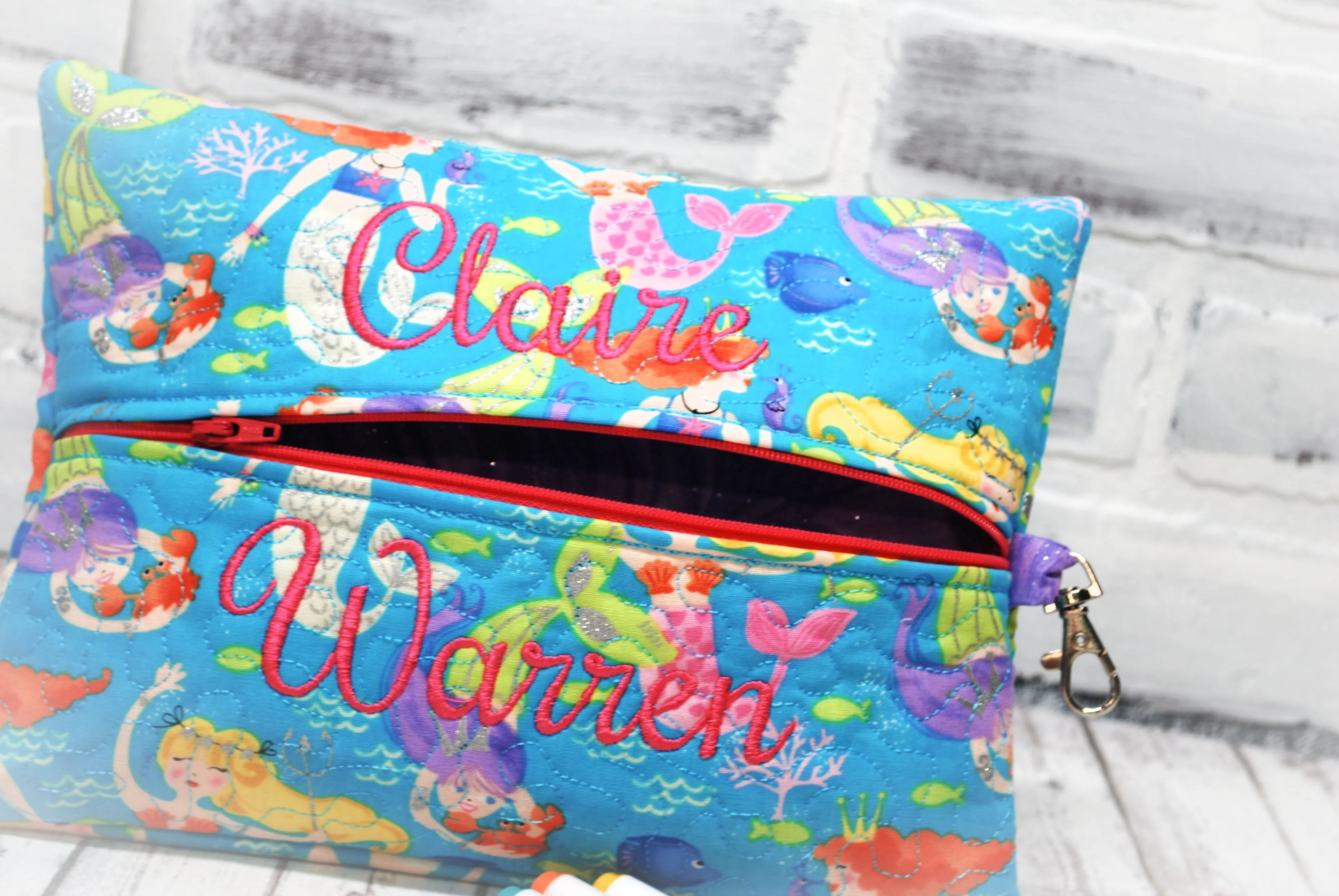 Sparkle Mermaid Personalized Quilted Pouch