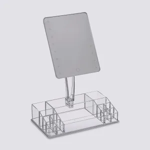 Specchio con LED e Organizer a 14 Scomparti 28 x 16 x 37 cm