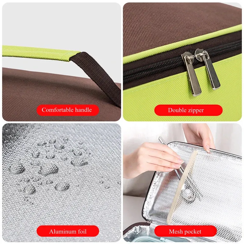Square Fashion Thermal Lunch Bag – Portable, Leak-Proof, Insulated Cooler Bento Box for Adults & Children, Perfect for Picnics & Food Storage