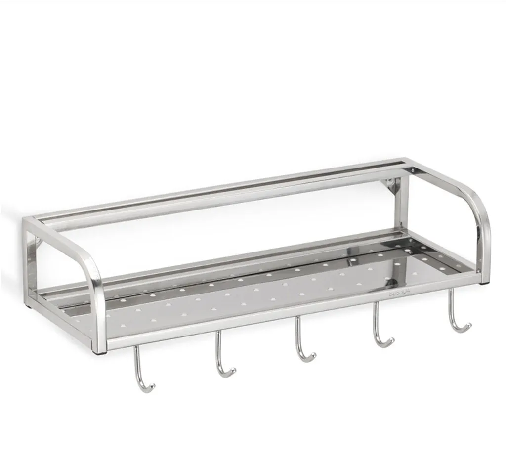 Stainless Steel Kitchen Shelf Seasoning Shelves Wall Hanging Spice Holder Multifunction Kitchen And Bathroom Pendant (Size : D)