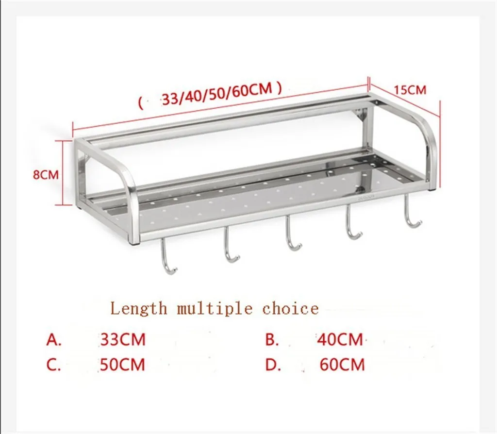 Stainless Steel Kitchen Shelf Seasoning Shelves Wall Hanging Spice Holder Multifunction Kitchen And Bathroom Pendant (Size : D)