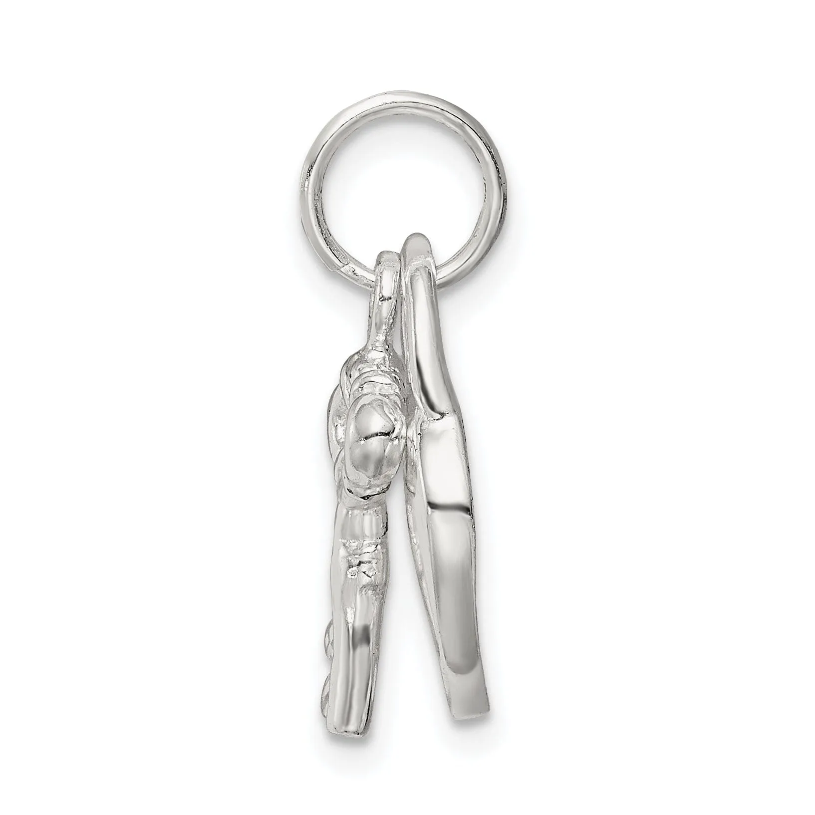 Sterling Silver Polished Heart and Key Pendant