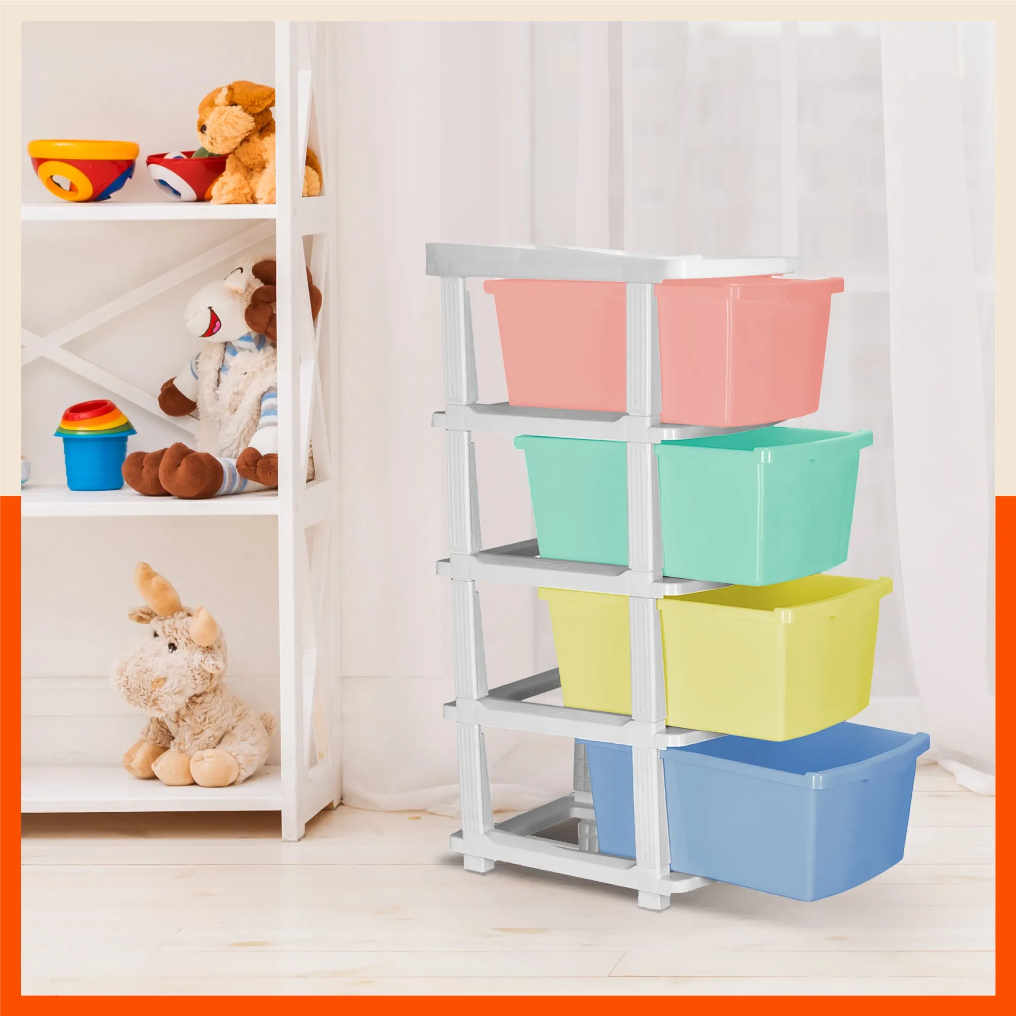 Stomo 4 Drawer Multi-Purpose Storage Organizer for Home and Office (Multicolour)