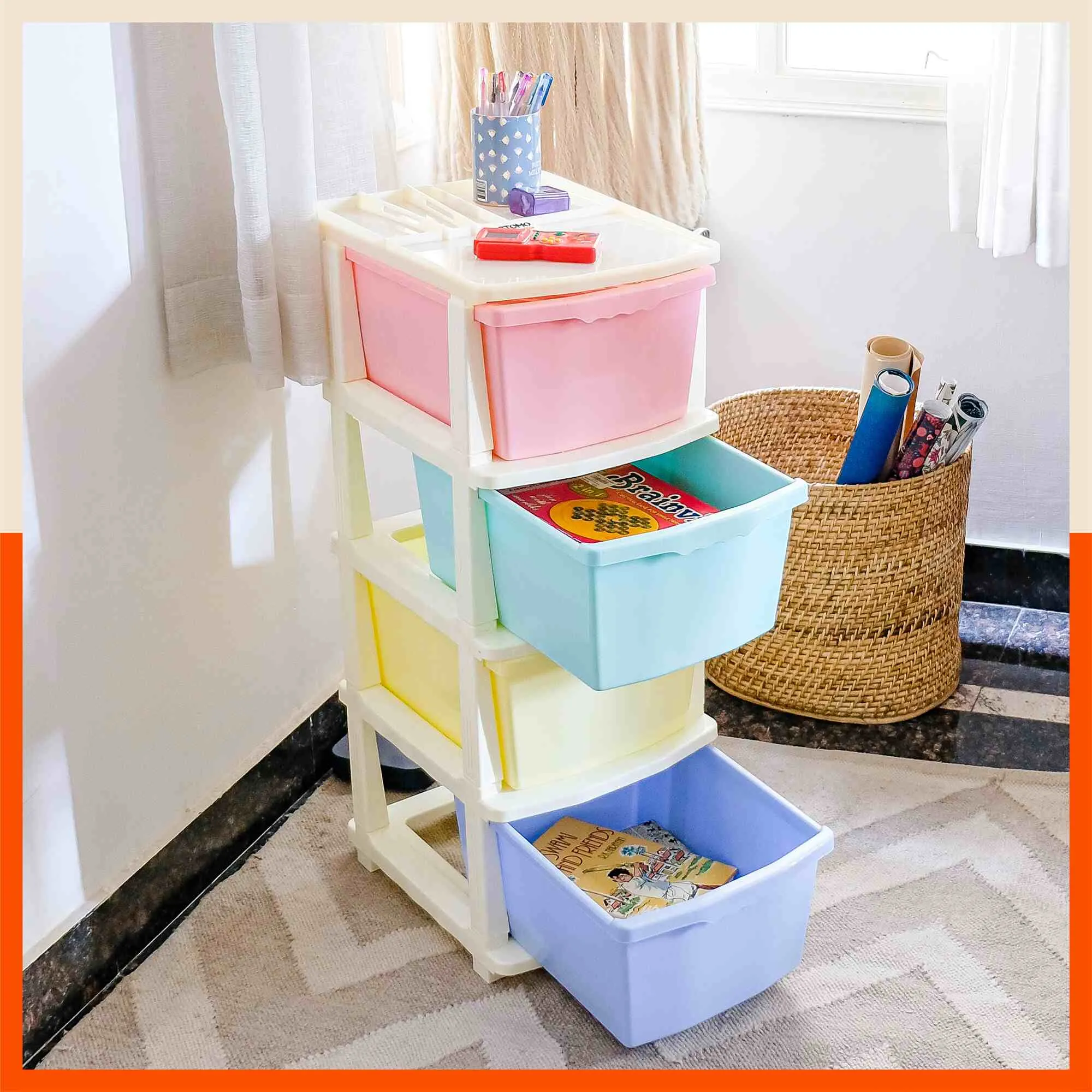 Stomo 5 Drawer Multi-Purpose Storage Organizer for Home and Office (Sky Blue)