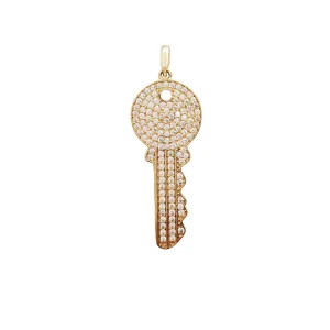 Stoneset Cylinder Key Pendant (14K)