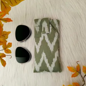 Sunglass Pouch Green Colour with White zig zag Design