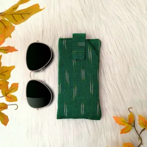 Sunglass Pouch Green with Two Line Prints