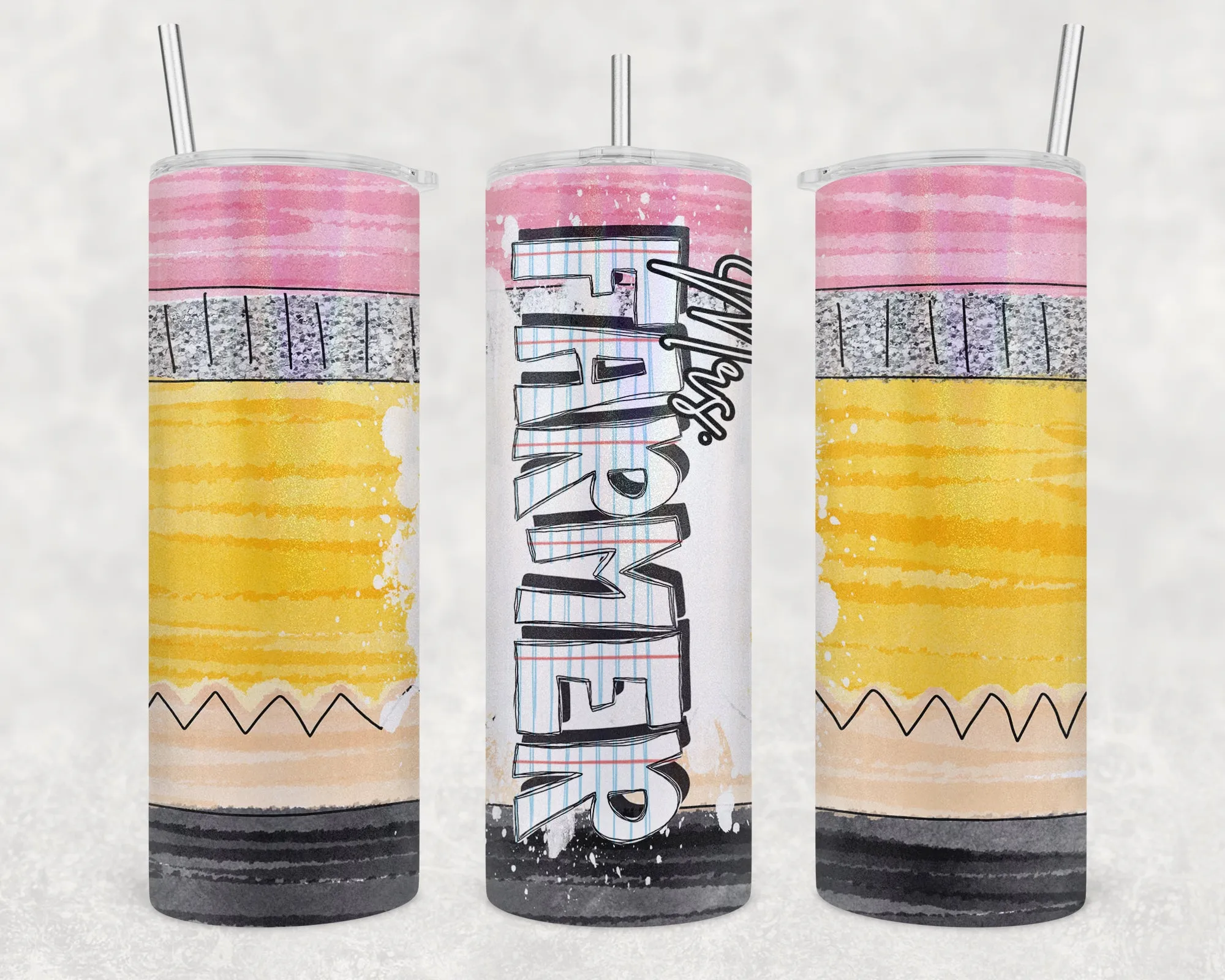 Teacher Pencil Shimmer Glitter Tumbler Personalized TUMBPENCIL0520