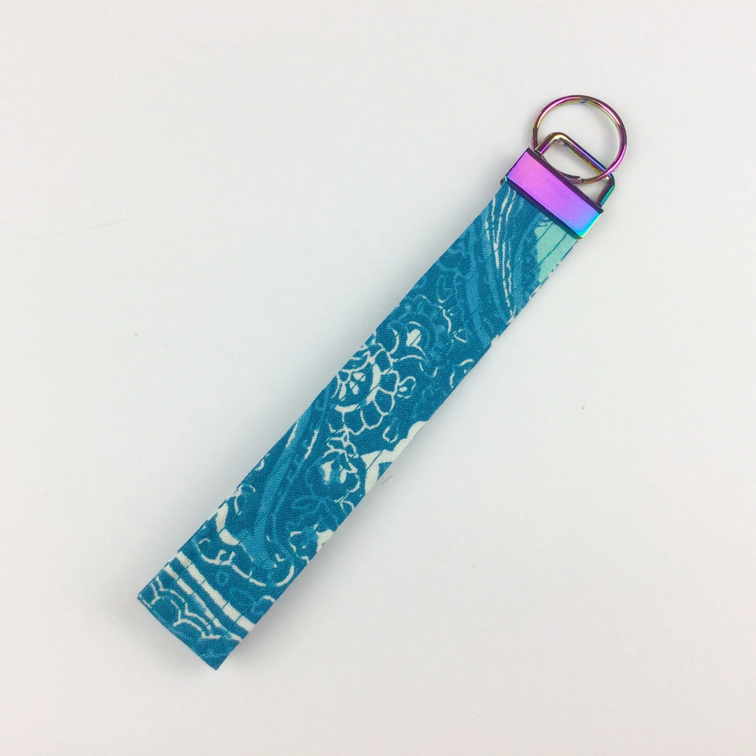 Teal And Aqua Paisley Key Fob.