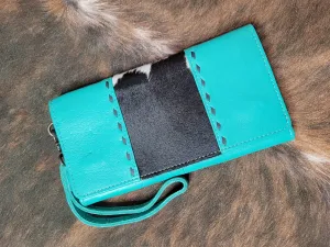 Teal Cow Hide Wallet