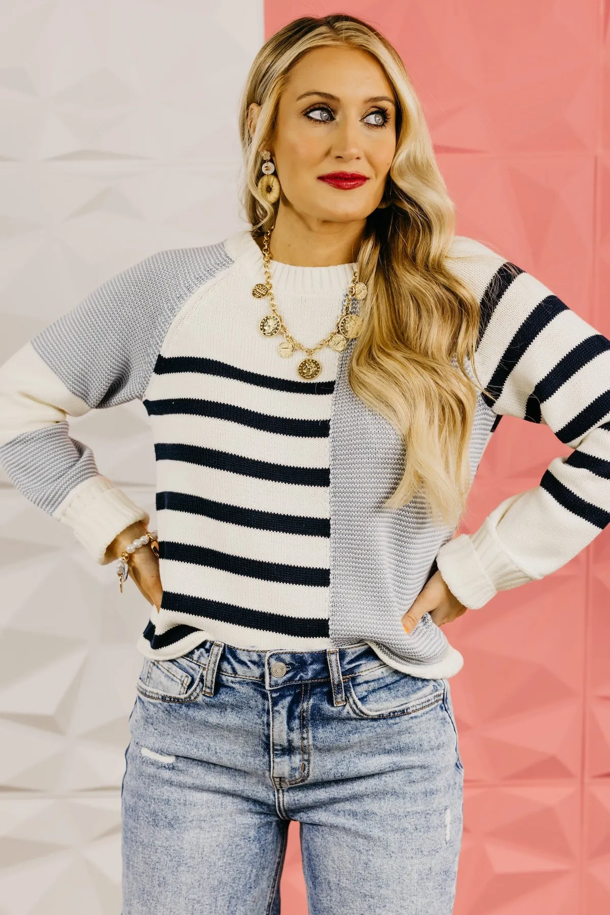 The August Color Block Stripe Sweater