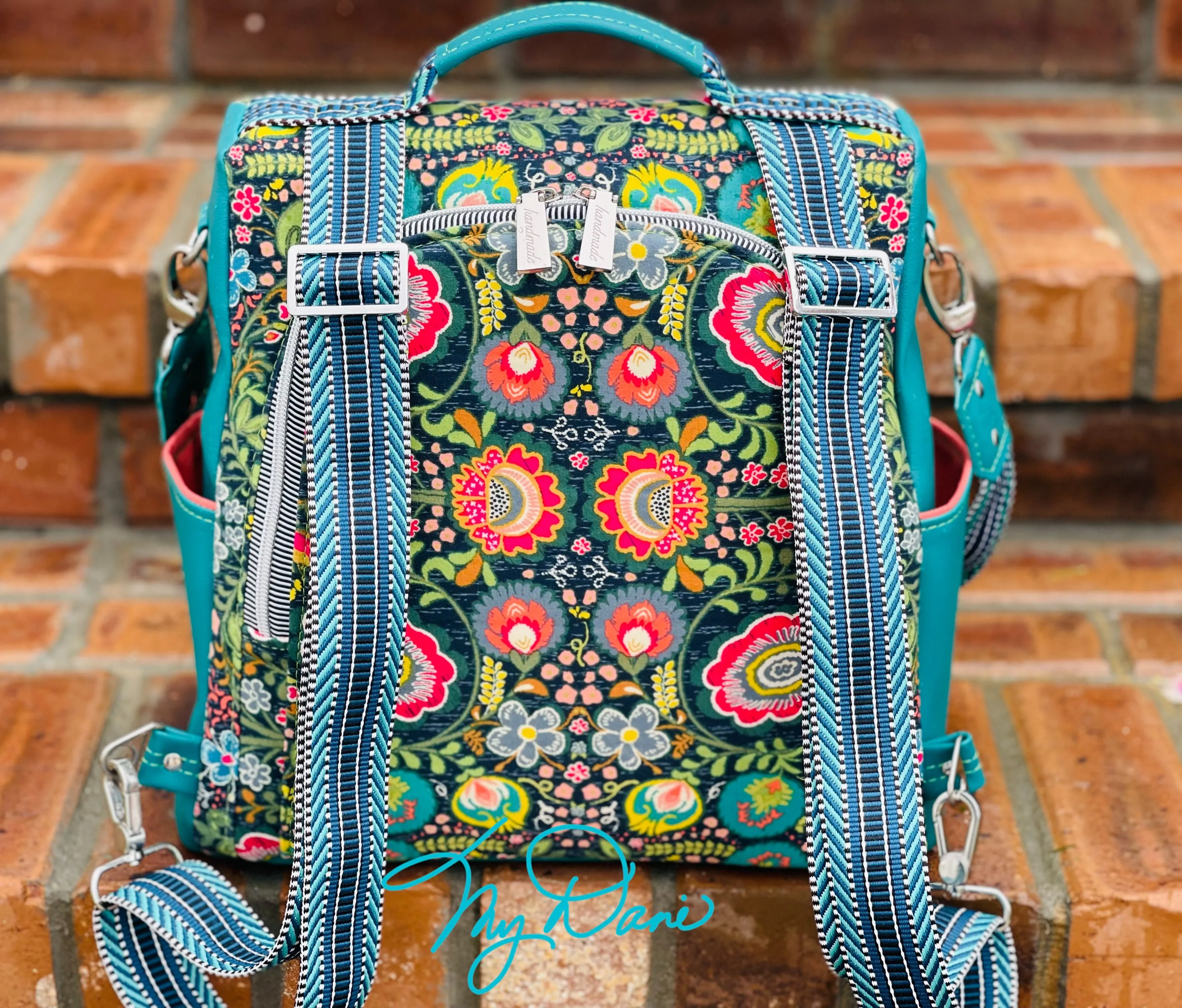 The Guardian Anti-Theft Backpack in Green Boho Floral