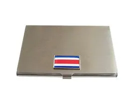 Thin Bordered Costa Rica Flag Pendant Business Card Holder
