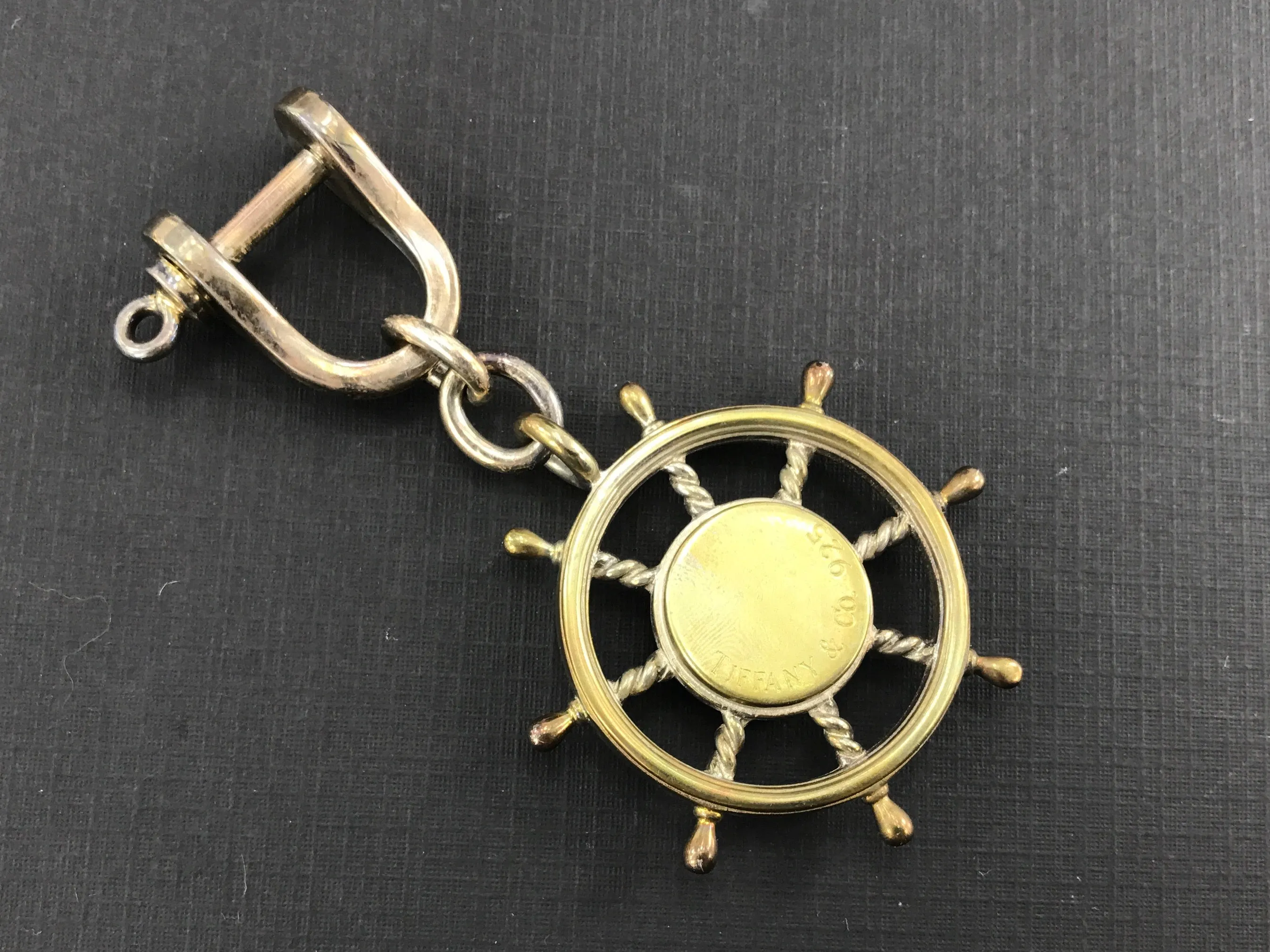 Tiffany & Co Sterling Silver Ships Wheel Nautical Compass Keychain