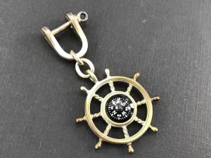 Tiffany & Co Sterling Silver Ships Wheel Nautical Compass Keychain