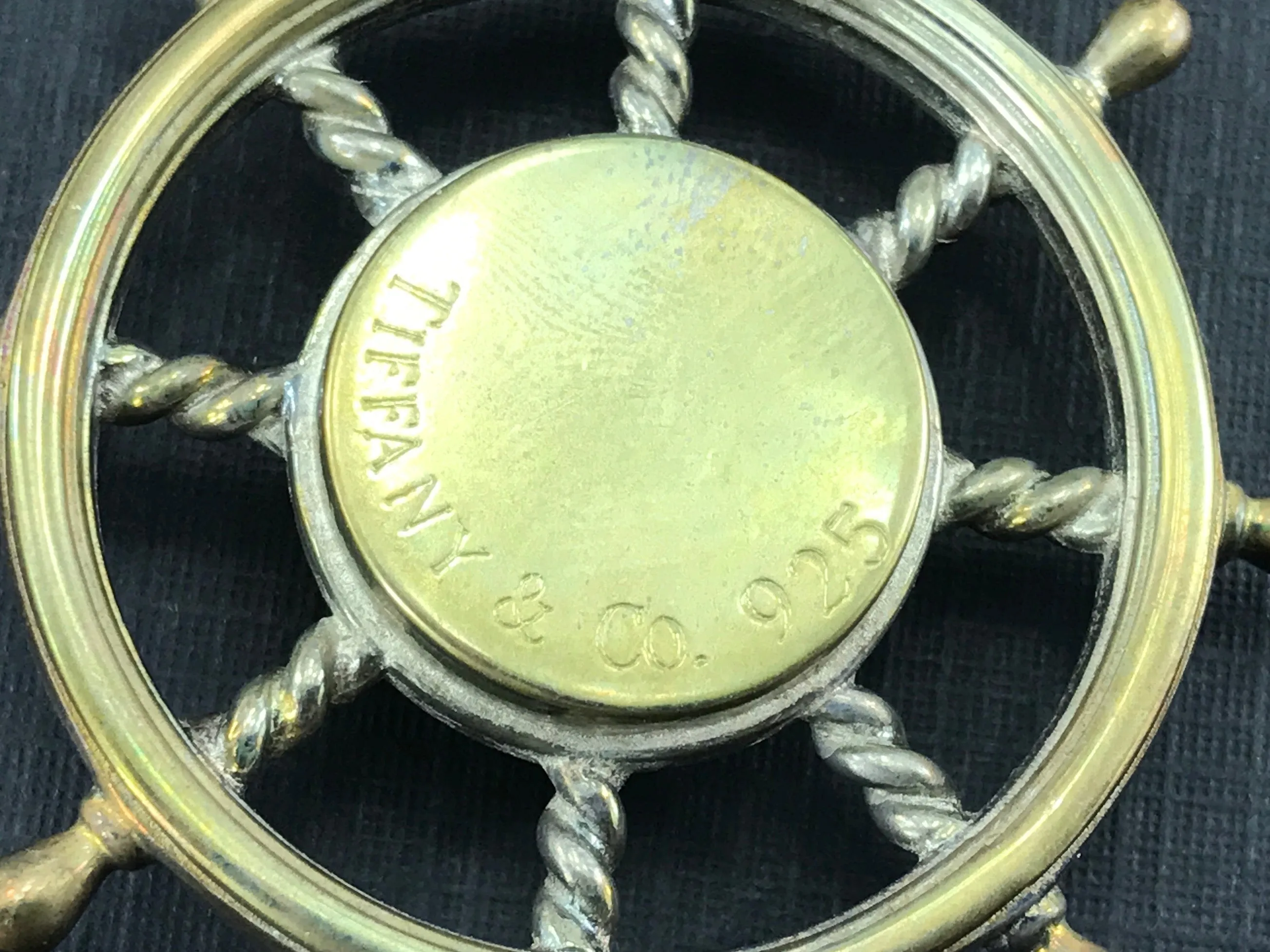 Tiffany & Co Sterling Silver Ships Wheel Nautical Compass Keychain