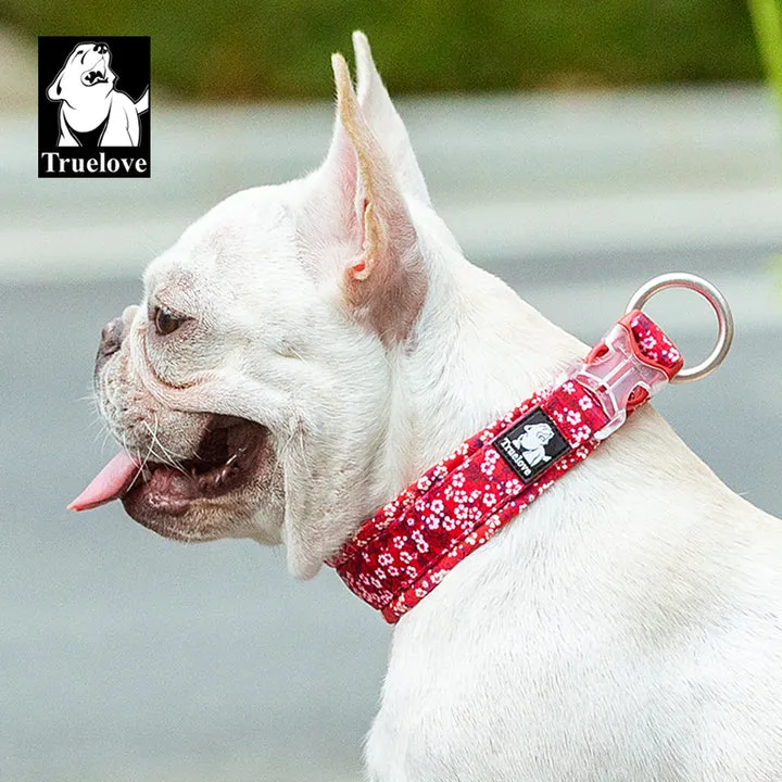 True Love Floral Dog Collar - Red, L