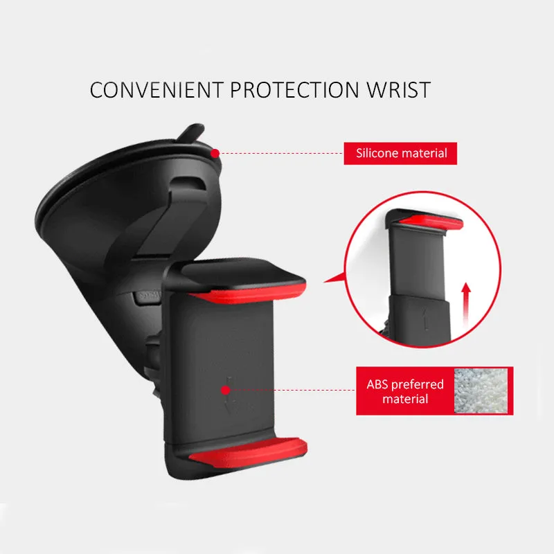 Universal Automobile Dashboard Windshield Navigation Support Car Suction Cup 360 degree Rotatable Detachable Vehicle Bracket Phone Holder for 3.5-6.0 inch Cellphone Black