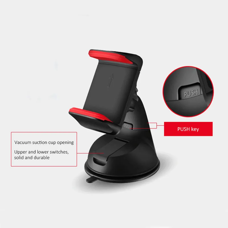 Universal Automobile Dashboard Windshield Navigation Support Car Suction Cup 360 degree Rotatable Detachable Vehicle Bracket Phone Holder for 3.5-6.0 inch Cellphone Black