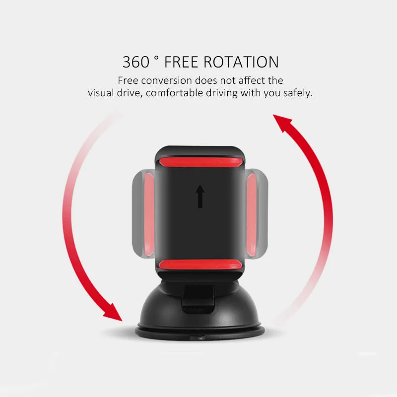 Universal Automobile Dashboard Windshield Navigation Support Car Suction Cup 360 degree Rotatable Detachable Vehicle Bracket Phone Holder for 3.5-6.0 inch Cellphone Black