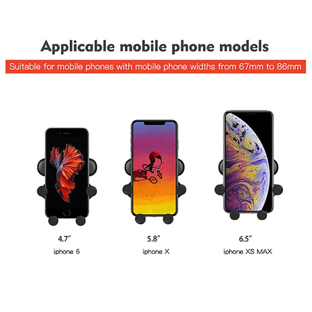 Universal Car Phone Holder For iPhone X XS Max Samsung Huawei Car Air Vent Mount Holder Gravity Mobile Phone Holder red
