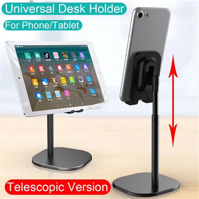 Universal Desk Telescopic Cell Phone Holder Stand For Mobile Phone/Tablet Desktop Cellphone Holder for iphone ipad xiaomi Stand Universal Bracket Telescopic black