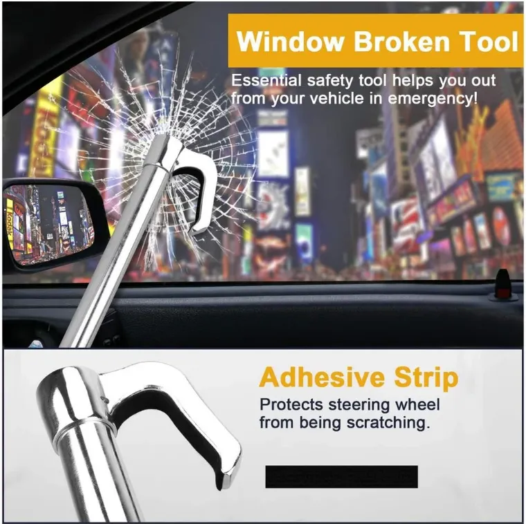Universal Steering Wheel Lock Anti-Theft Retractable Double Hook Steering Lock Clutch Pedal