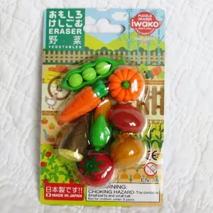 Vegetable Erasers Set, Finely Detailed Japanese “Puzzles”, Ages 5 