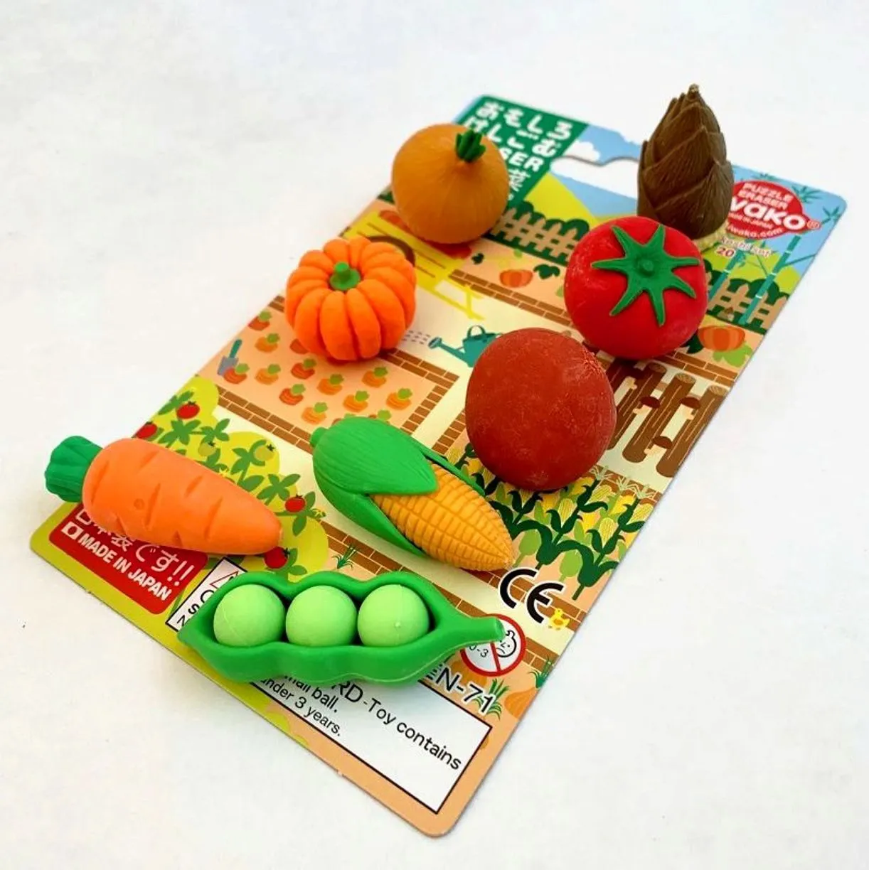 Vegetable Erasers Set, Finely Detailed Japanese “Puzzles”, Ages 5 