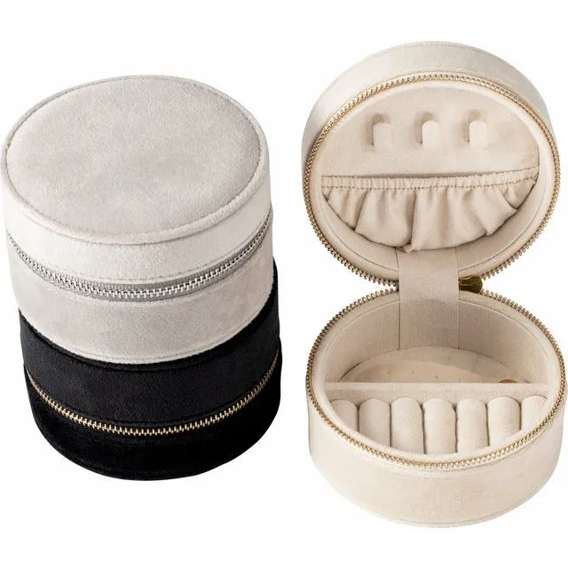 Velvet Round Jewelry Travel Case