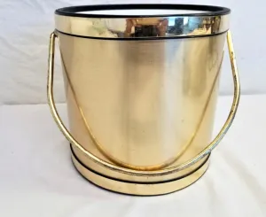 Vintage 3 Qt. Polished Brass Mylar Ice Bucket With Bale Handle By Kraftware