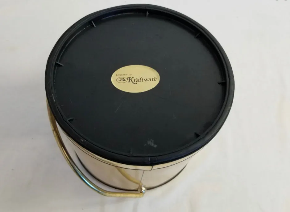 Vintage 3 Qt. Polished Brass Mylar Ice Bucket With Bale Handle By Kraftware