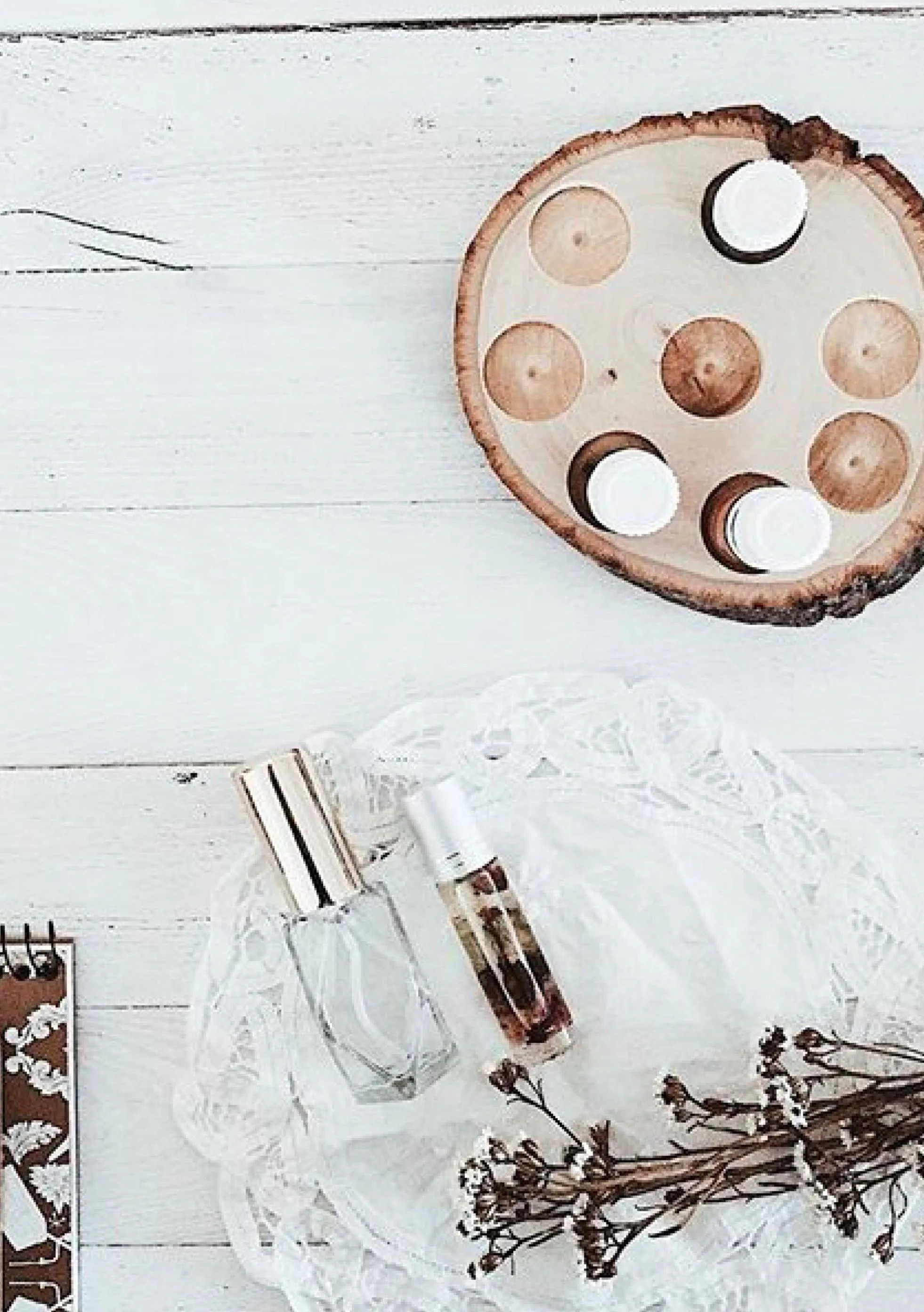 Walnut Essential Oil Wood Slice Organizer